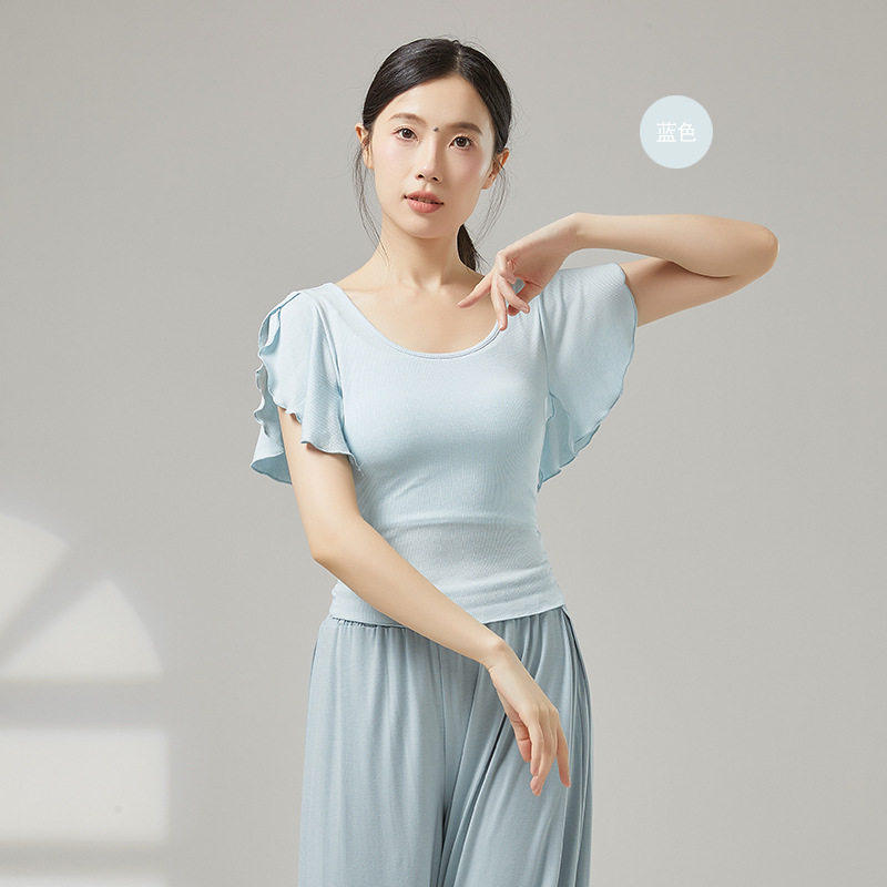 现代舞蹈服短袖上衣女中国舞古典芭蕾舞形体身韵练功服夏季