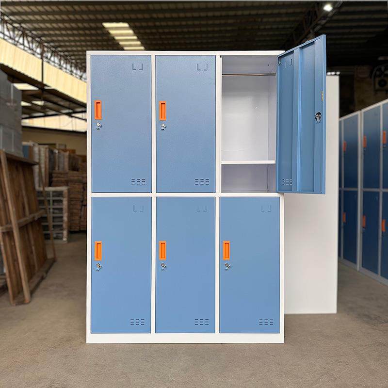 员工宿舍六门衣柜学生六人储物柜整体金属工衣存放柜出租屋铁皮柜