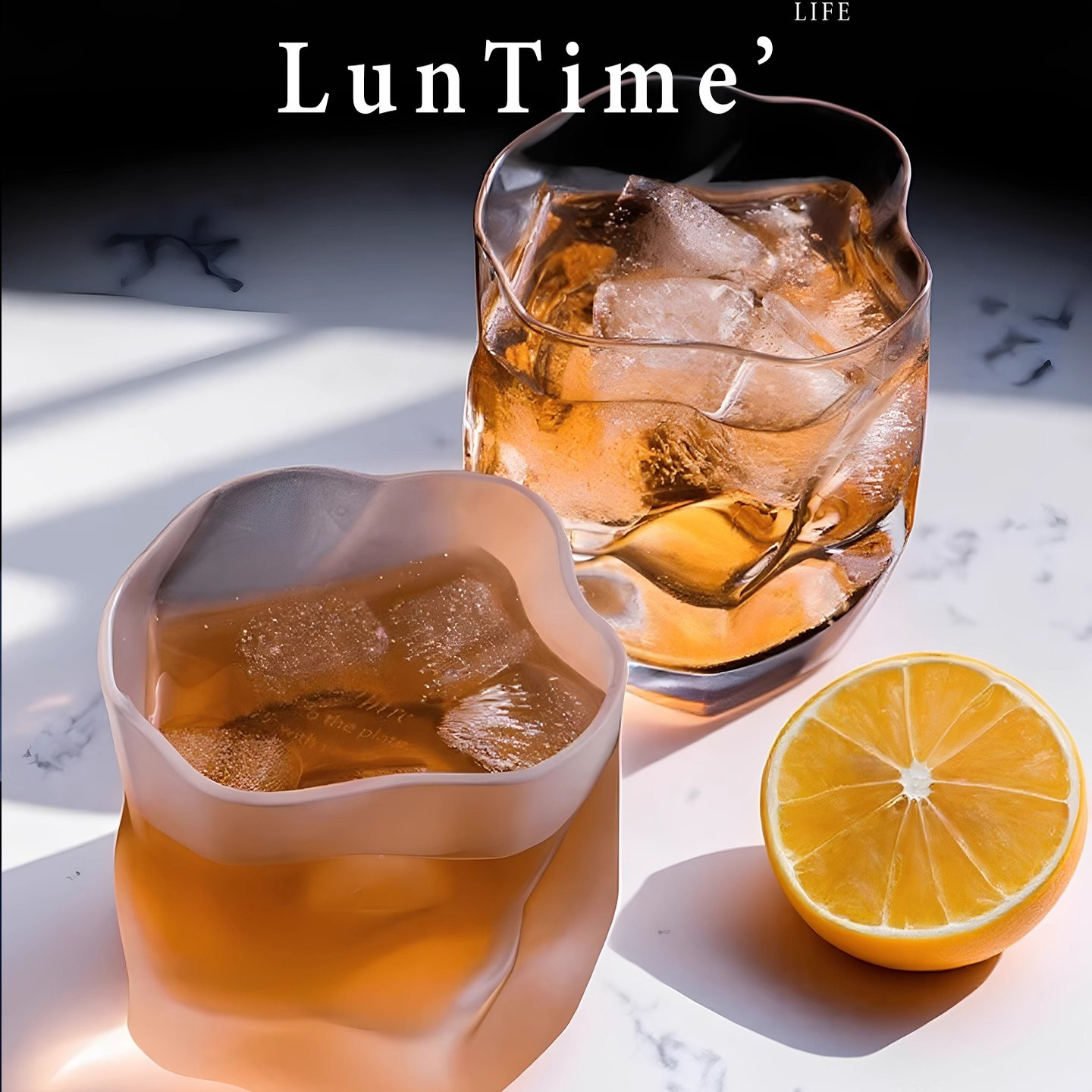 LunTime褶皱杯威士忌酒杯家用