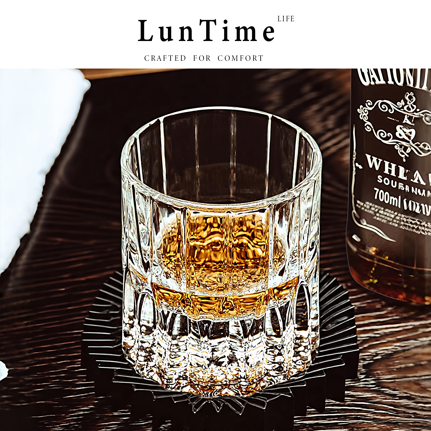 LunTime生活 水晶玻璃杯威士忌酒杯家用酒杯高端洋酒杯轻奢啤酒杯