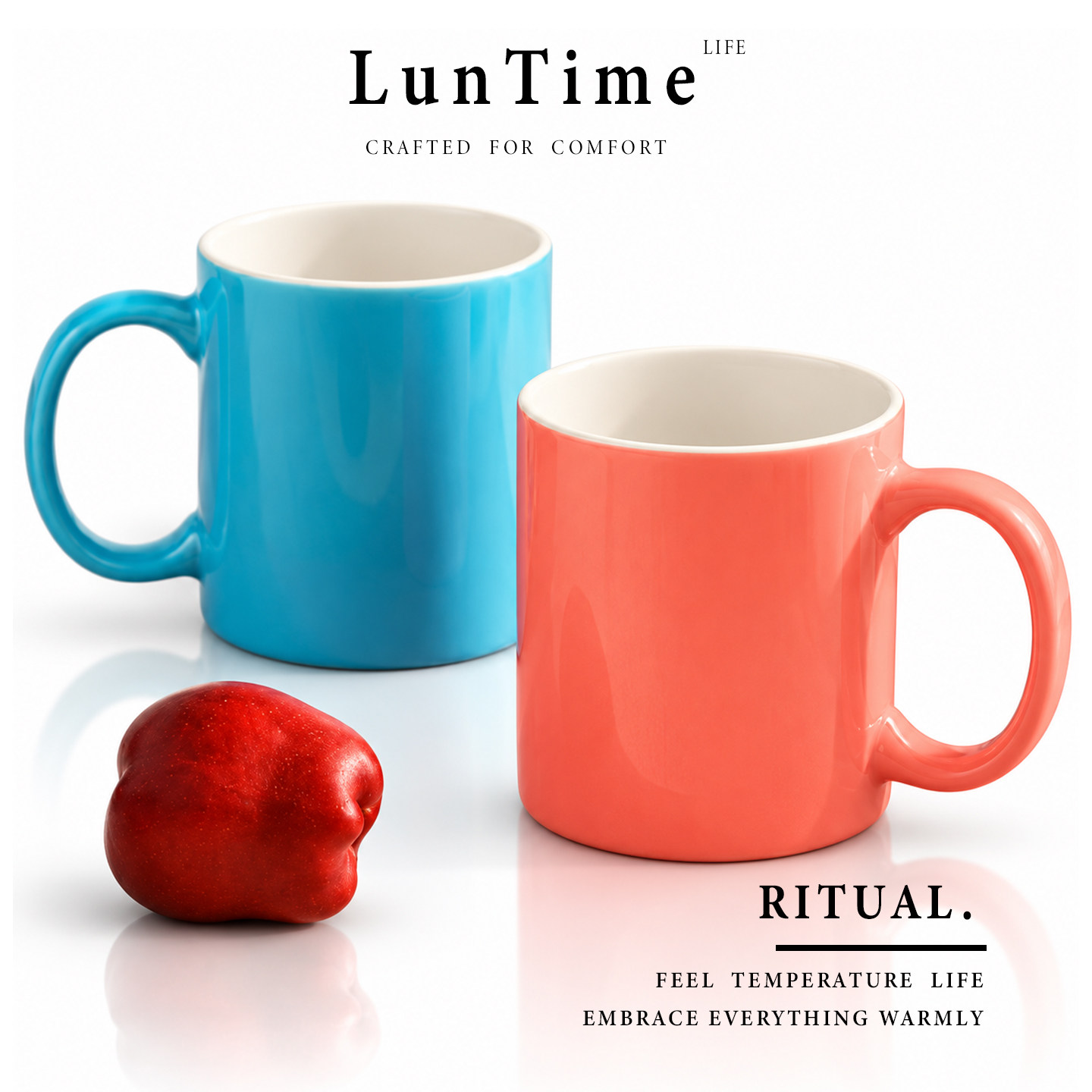 LunTime生活釉下彩陶瓷马克杯家用喝水杯子早餐牛奶杯ins风高颜值