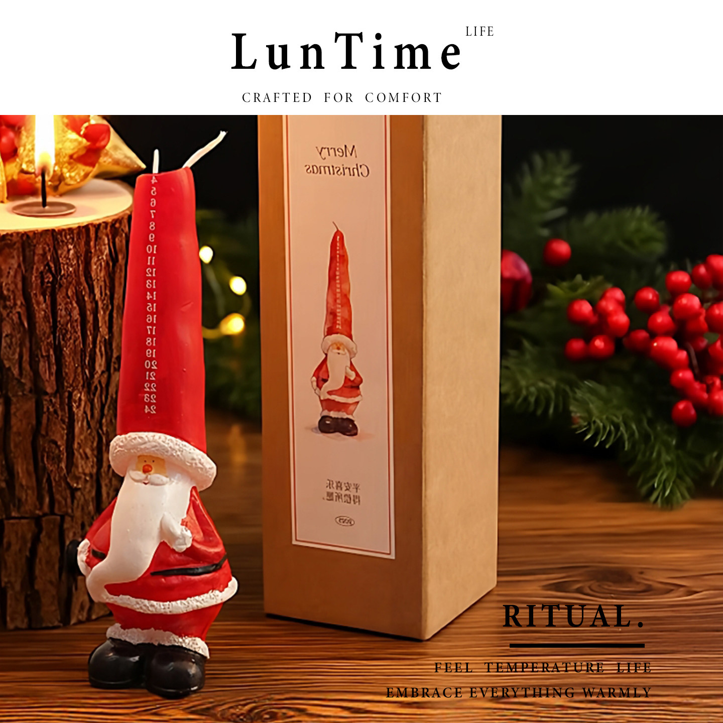 LunTime 生活氛围感创意计时圣诞老人蜡烛小礼品礼物装扮摆件主题