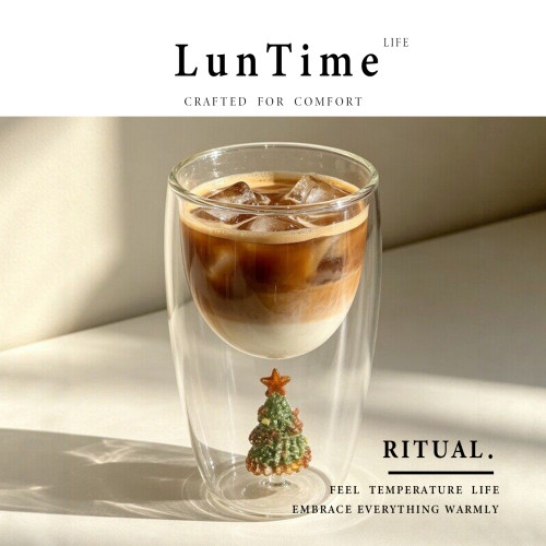 LunTime圣诞树双层玻璃杯耐高温
