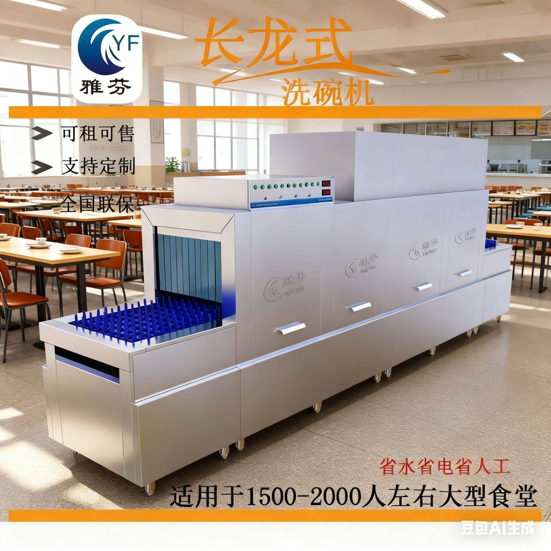 大型商用洗碗机全自动刷碗机长龙式学校工厂火锅店食堂碗