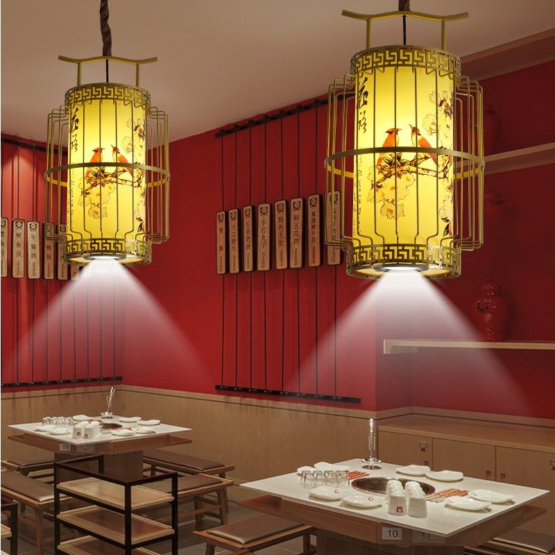 中式火锅饭店吊灯带射灯餐馆卡座过道铁艺灯具装饰复古灯笼中国风,家装灯饰光源,酒店/宴会厅/餐饮吊灯,淘宝优惠券,粉丝福利购,淘宝优惠卷