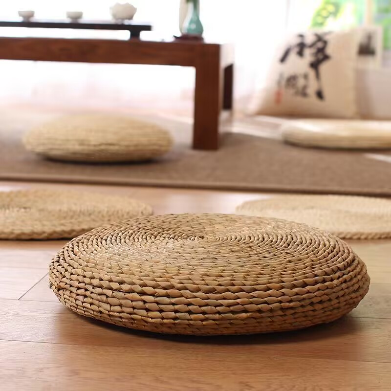 草编蒲团坐垫玉米皮打坐禅修垫日式榻榻米坐墩跪垫加厚圆形草垫子