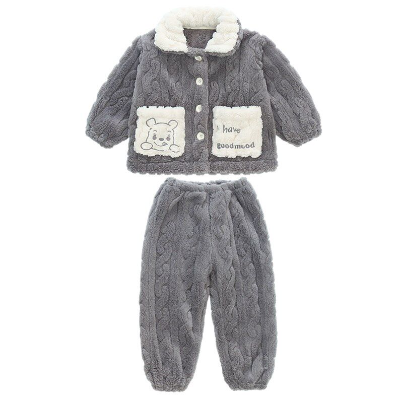 男童睡衣2024秋冬新款儿童男孩珊瑚绒套装中小童法兰绒开衫家居服