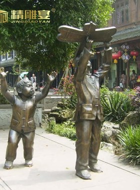 弹古筝人物商业街步行街铜雕制作玻璃钢材质城市景观园林广场雕塑