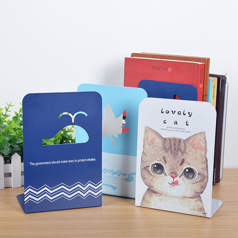 书夹书靠书立学生用多功能创意书挡板时尚简约彩色加厚金属书架书