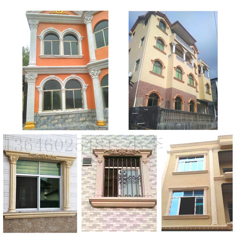 GRC别墅构件水泥窗户窗套模具 窗边线条模具塑料 罗马柱房子模型