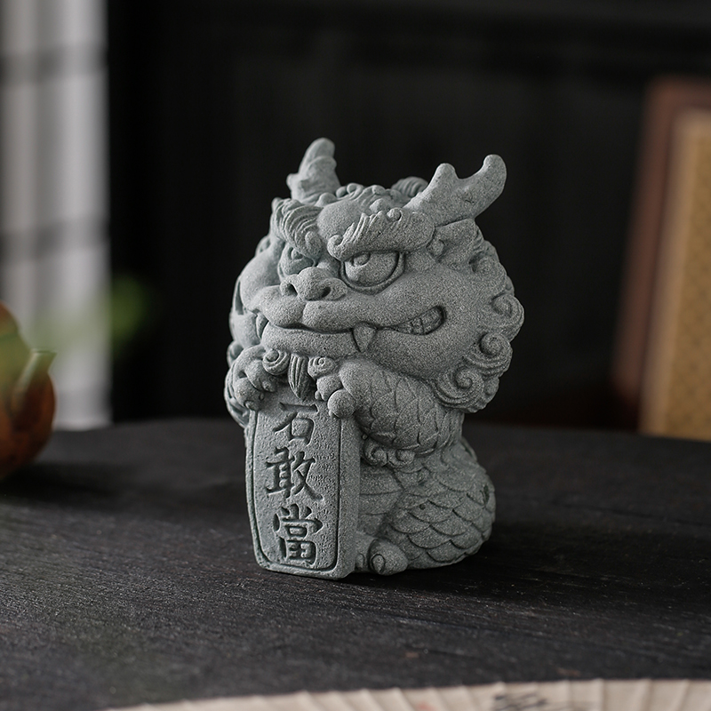 国潮石敢当桌面镇纸茶宠茶玩摆件中式乔迁礼品鱼缸造景客厅装饰品