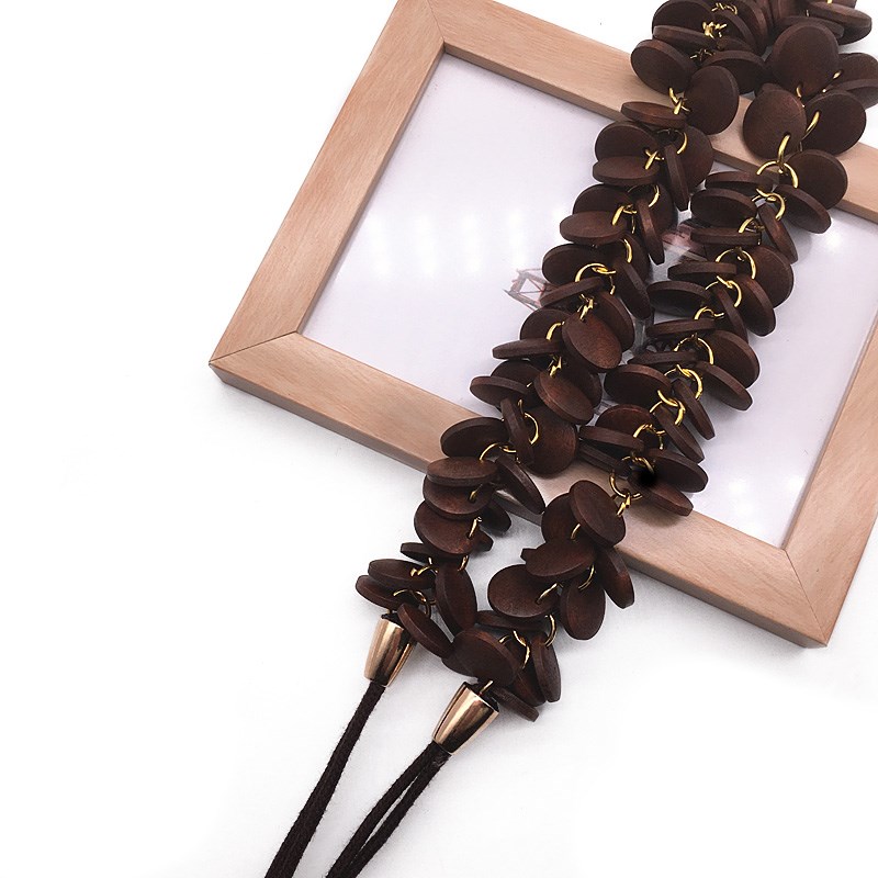 侘寂风原木色窗帘绑带韩式系带百搭窗帘扣木串简约绑绳绑球长吊穗