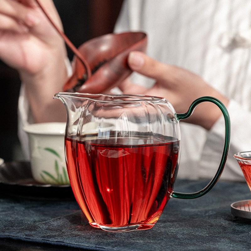 器想茶谈耐高温玻璃公道杯加厚侧把小分茶器日式茶海单个高级茶具