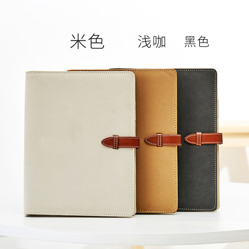 包邮 笔记本记事本商务活页羊巴皮笔记本子定制可印logoA5韩国创