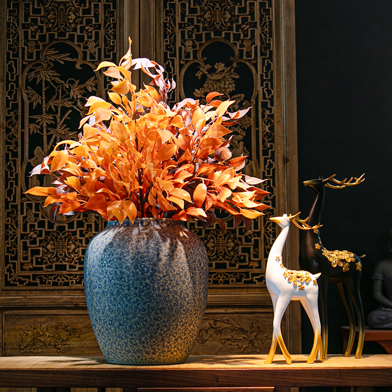 新中式大花瓶摆件月亮窗隔断客厅插花柜台花架摆设家居禅意装饰品