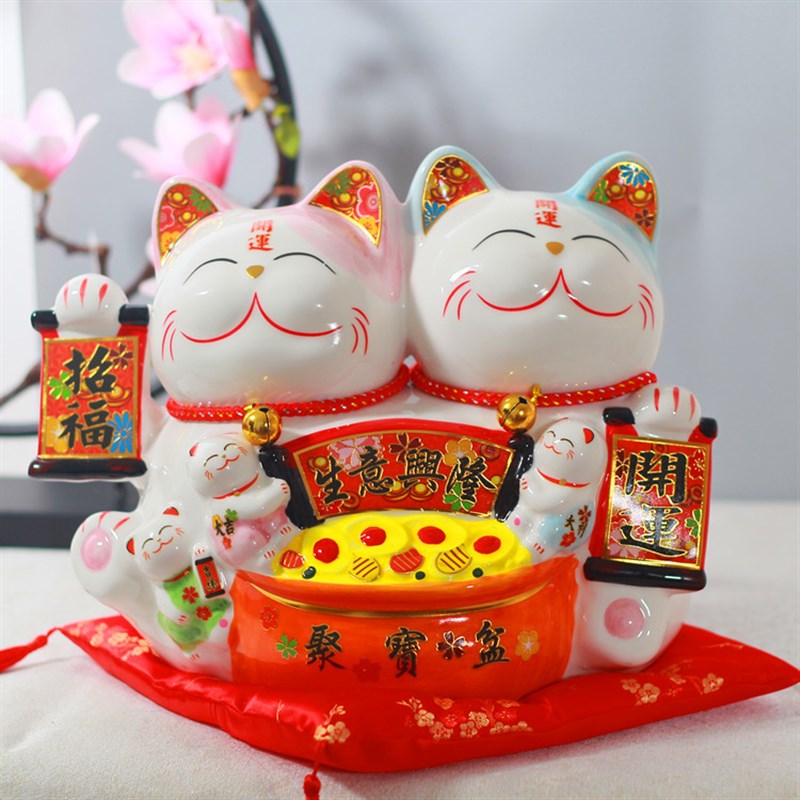 招财猫自动摇手摆件开业店铺收银台礼品定制二维码语音播报器收款