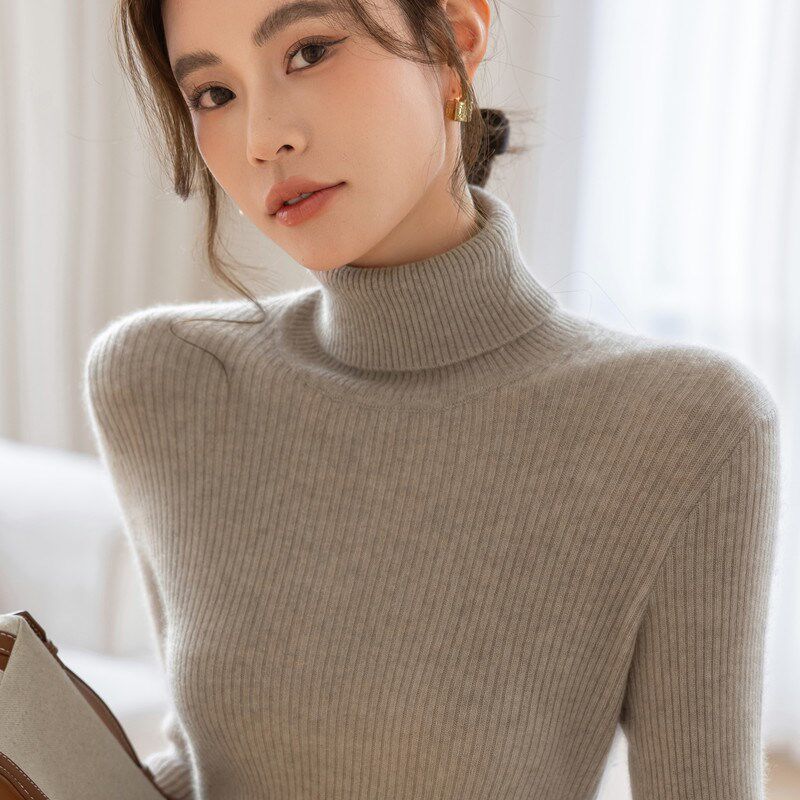 高领毛衣女款2024新款冬季加厚保暖内搭打底衫紧身洋气针织衫上衣
