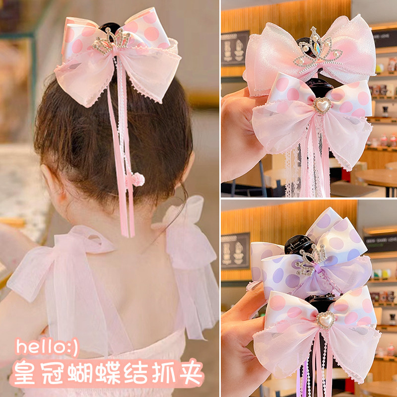 在逃公主皇冠蝴蝶结抓夹女童发饰2023新款儿童发夹小女孩发卡头饰