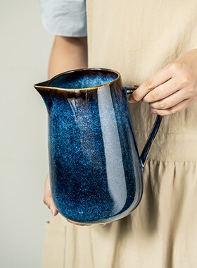 复古窑变釉陶瓷壶形花插家用装饰摆件干花鲜花花瓶客厅茶几冷水壶