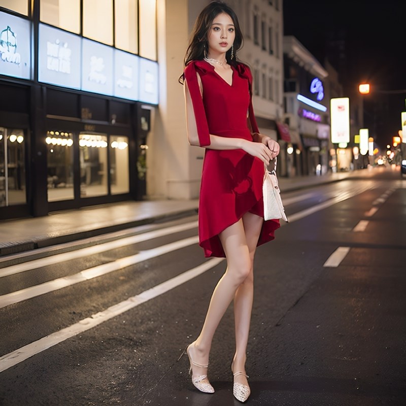 新娘敬酒服平时可穿结婚订婚回门便装连衣裙短款夏季红色晚礼服女