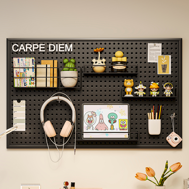 墙面洞洞板置物架墙上挂板展示架子书房墙壁装饰板客厅收纳隔板架