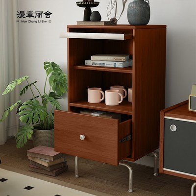 北欧小边柜日式立柜电视沙发边柜置物柜客厅中古风展示柜斗柜