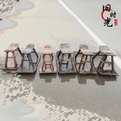 民俗老物件插秧凳旧货农耕老板凳翘翘凳农家乐木凳装饰摆件秧马椅
