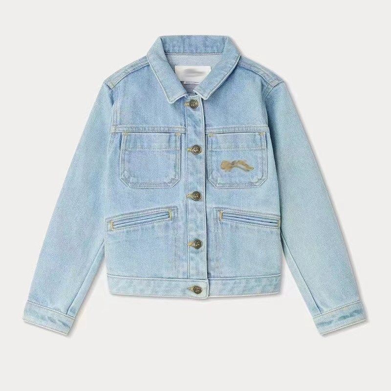 Bon*秋冬新款 法单儿童樱桃水洗浅色全棉软牛仔外套女童上衣 童装