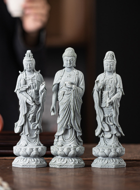 新中式阿弥陀佛保平安佛像摆件大势至菩萨观音鱼缸造景桌面装饰品