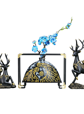 福鹿轻奢摆件玄关客厅酒柜装饰品新中式创意摆设家用软装家居饰品