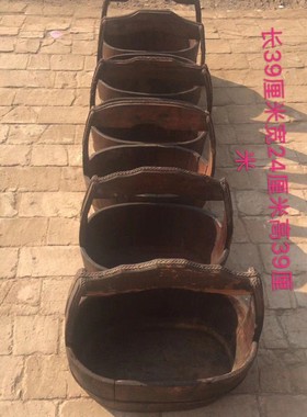 民俗老物件古代木桶老水桶怀旧辘轳木水桶水井辘轳架木盆旧木花盆