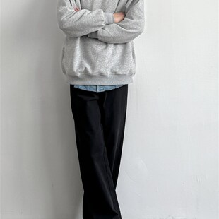 裤 显瘦百搭宽松休闲松紧腰工装 复古水洗棉质直筒小黑裤 ONUN