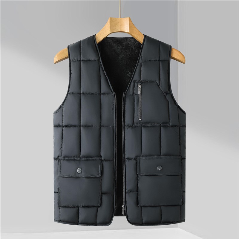 男士羽绒棉马甲加绒加厚秋冬装背心爸爸爷爷保暖中老年人马夹