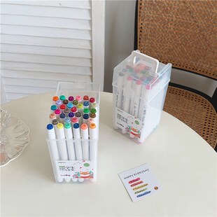 马克笔尾单!36色双头不透明水彩笔儿童美术绘画专用彩笔画笔套装