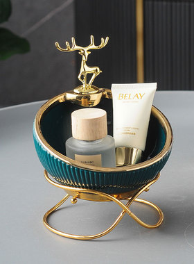 北欧轻奢玄关钥匙遥控器收纳盒客厅摆件简约桌面置物架鞋柜装饰品