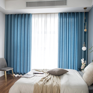透光不透人轻薄轻奢半遮光北欧窗帘客厅卧室高端日式简易窗纱帘