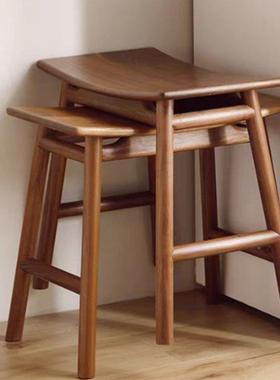 新中式黑胡厅桃实木凳子客家夫用小矮凳功65940茶凳短凳禅意茶方