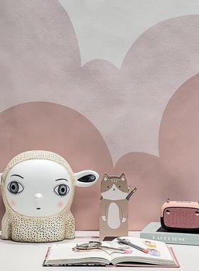 大眼绵羊卡通儿摆件趣味房SUD软装饰品样板房间桌童彩绘本复古面