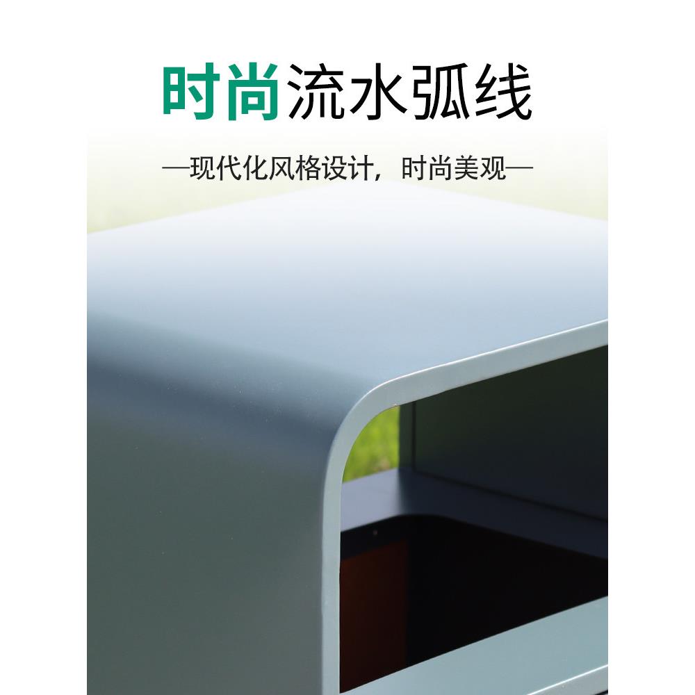 蓝根木塑圾外垃圾户外大型环保垃桶户社区公园不锈GM-02钢皮桶箱