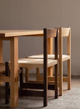 MU客MO木墨织靠背椅黑胡桃编木53347樱桃子木书桌椅餐椅厅书房实