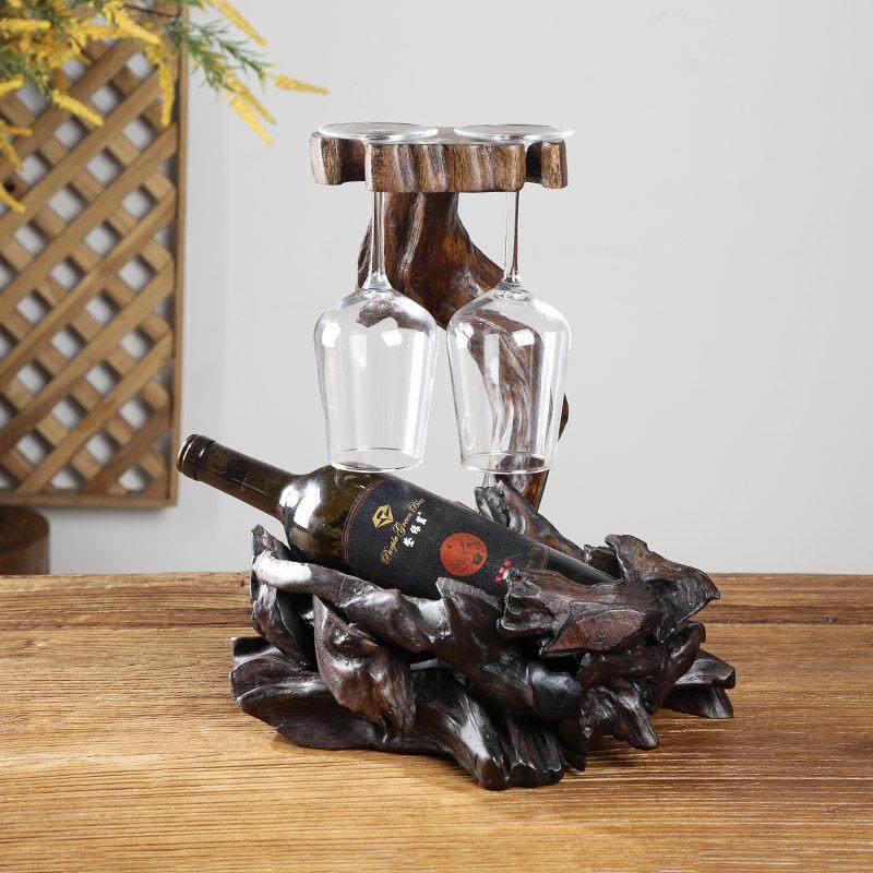 亚泰国实木异形红酒架摆件泰式杯创意木质葡萄酒子东南风架装饰品