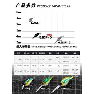 掘进者小52子/62浅层深潜浮水远米52SQ\/52诺路亚饵鲈鱼胖投军鱼