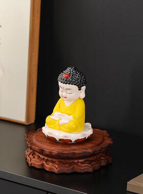 佛像头座实木奇石花瓶香炉茶壶托托 盘圆形莲花托 托C2416架底木