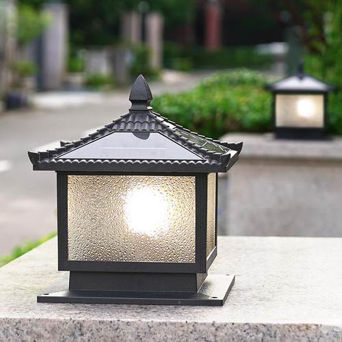 太阳能柱头户外门灯柱别墅花园景观庭院灯灯大门两侧子柱灯围林爵