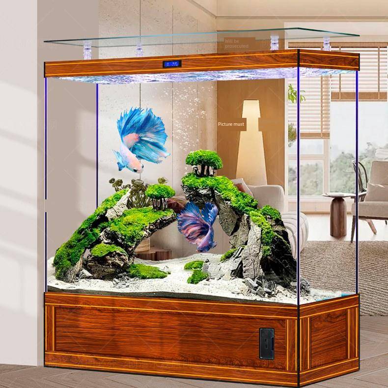 02新屏幕鱼缸大5客厅家用2龙缸超白鱼玻璃上896580部过滤水自由更