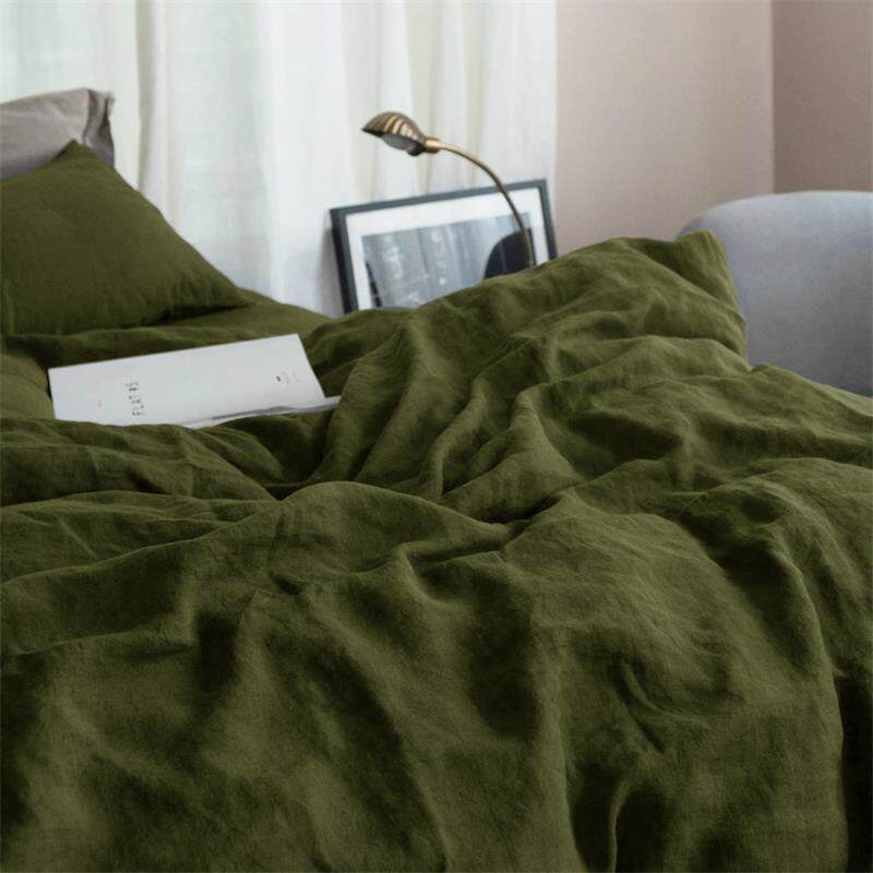 春纯夏色简约风亚麻四套EVF，亲肤双人床格，件宿舍床品三件套，