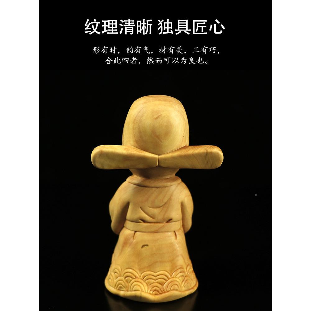 杨木雕工艺品财富装品中国风KVD圆饰形雕刻家装人物木黄刻制财富