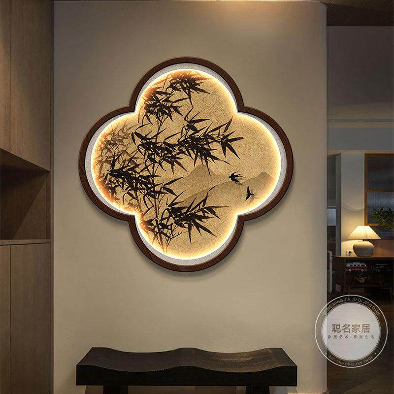 新子中式玄关装饰画 画竹画 画竹平CM-20240安禅意茶室背景墙挂