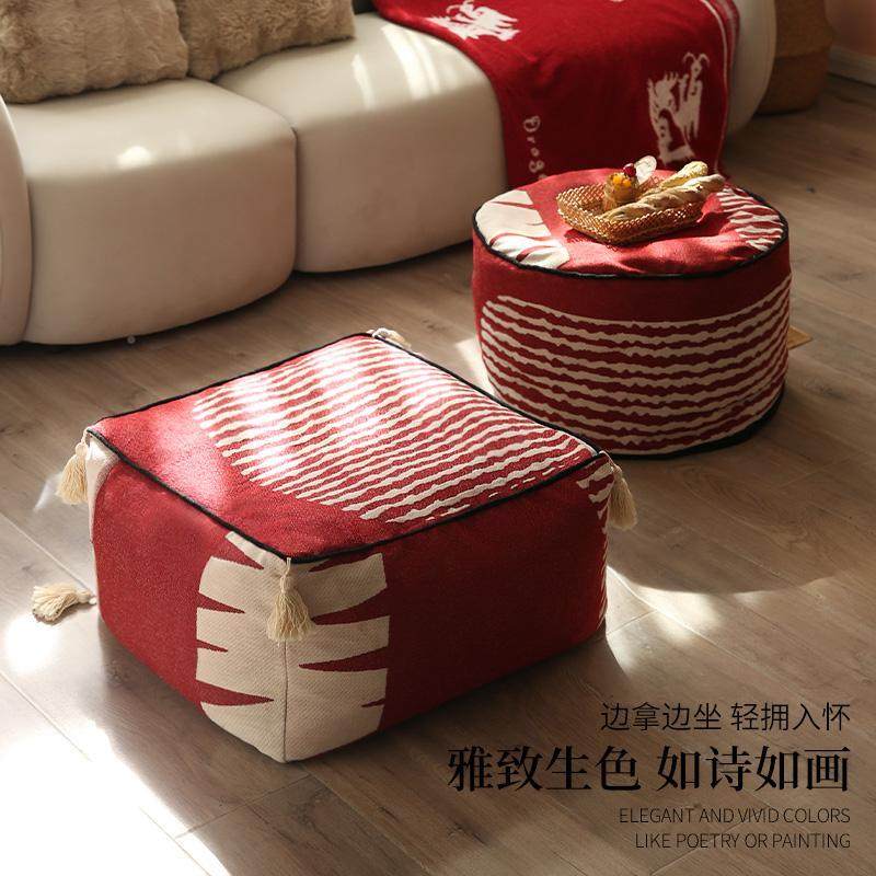 原创客毯厅GGI坐墩喜庆红榻榻坐垫客厅懒地人沙发阳台飘窗米蒲团