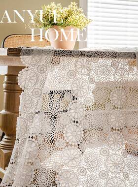 蔓越家 复法式古CRH轻奢高茶蕾级感丝长餐桌布几垫白色北欧电视台